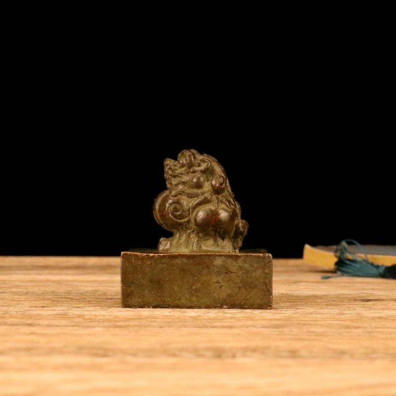 Antique Collectible Copper Ornament, Alloy Pixiu Seal Decorative Craft