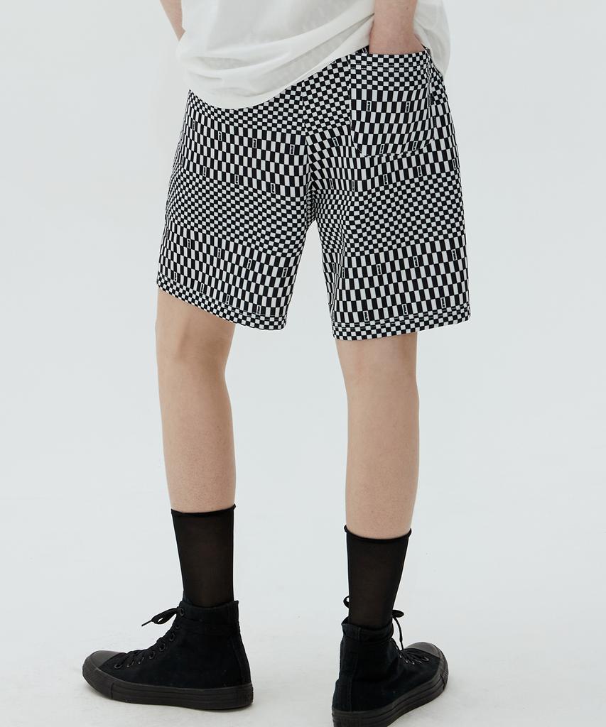 MATCHGLOBE Check Elastic Shorts (Black)