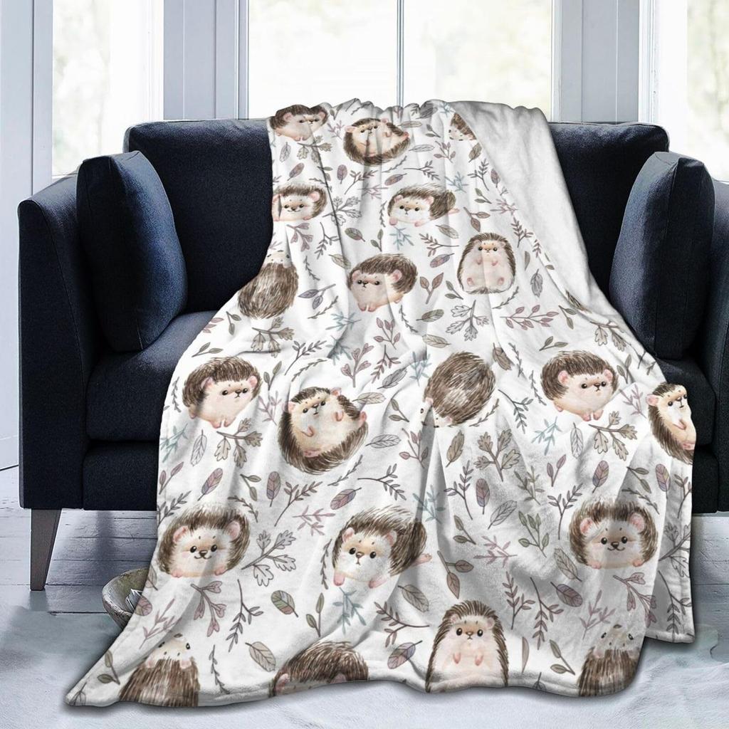 Cartoon Hedgehog Printed Blanket for Sofa Bed Travel Camping Living Room Office Conditioning Blanket for All Seasons Gifts