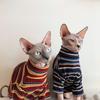 Sphynx Cat Clothing High Neck Striped Short Sleeve T-Shirt Hairless Cats Comfortable Indoor Cooling Wear