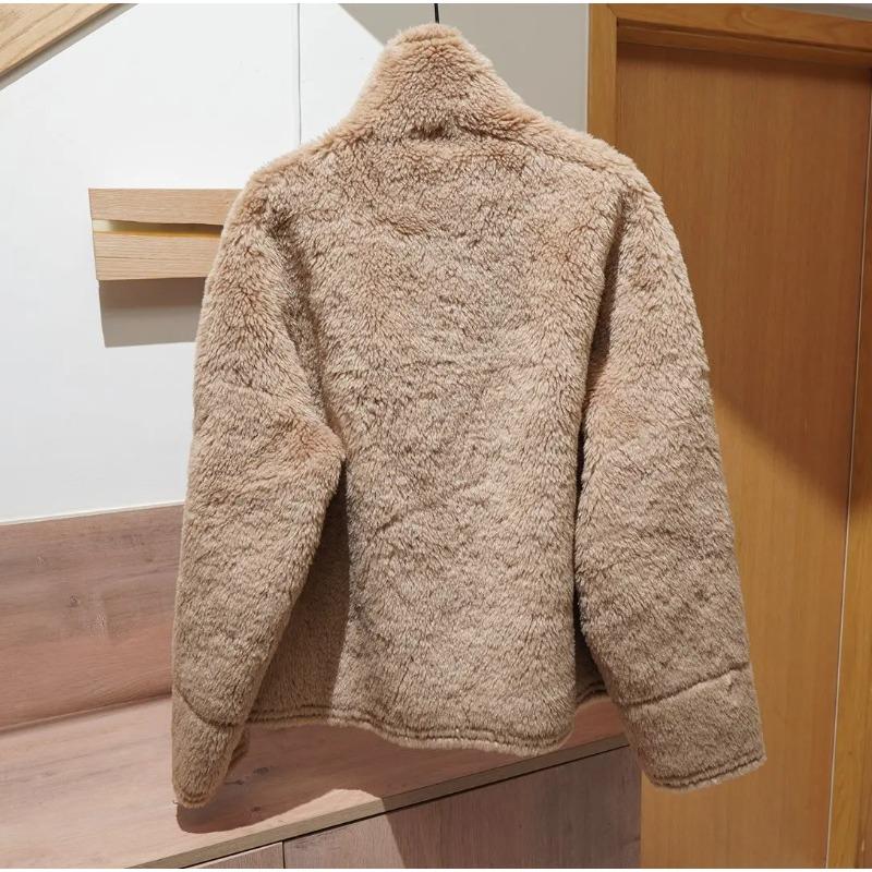 Original Winter Jacket Double-Sided Fur Jacket Women's Loose Fit Long Sleeve Zipper Outerwear Coats Jacket Women