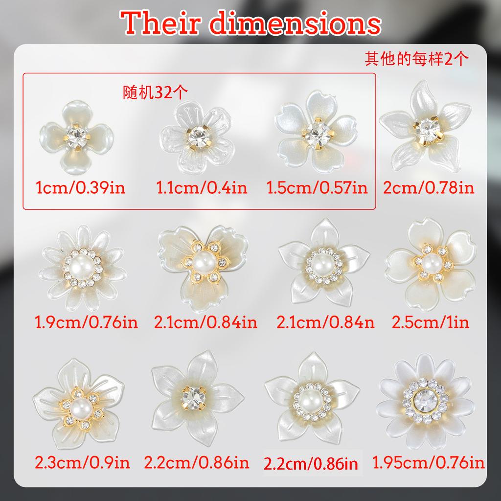 New 50pcs oversized gold background with diamond pearl flowers, DIY earrings, necklaces, headwear, jewelry making crafts