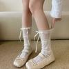 Spring and Summer Lightweight Socks - Children's Lace Mesh Stockings with Bow Ties - Long Stockings with Half-length Coverage