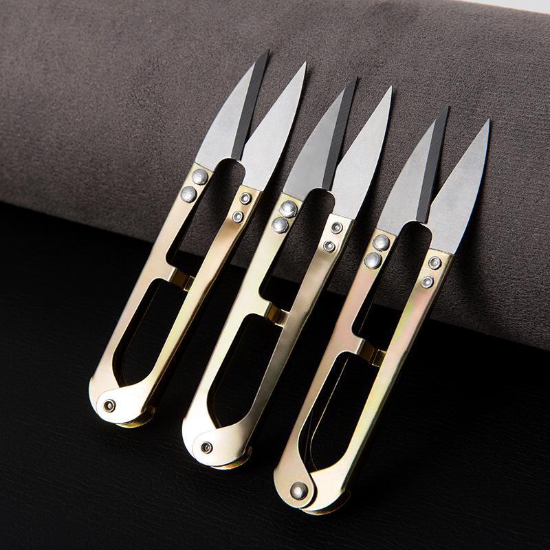 

U-образные ножницы для вышивания V-образные бытовые ножницы для обрезки ниток с мини-резаком для шитья одежды ножницы для вышивки крестом ножницы для пряжи 1pcs золотой