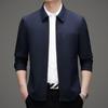 Luxury 2025 Spring/Autumn Men's Casual Lapel Jacket - Mid-aged Cadre Style, Perfect for Father's Wear.