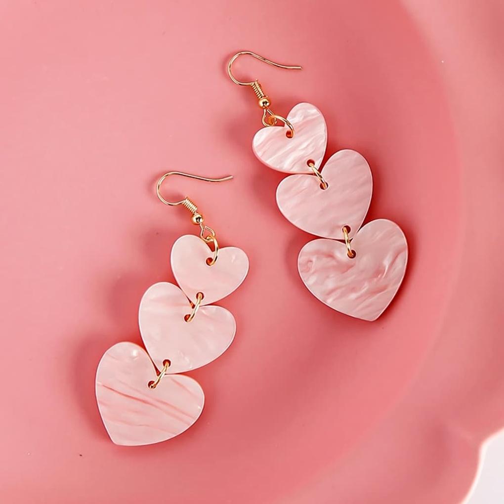 Long Earrings, Chain, Daily Lovely Heart Pendant