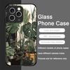 Fashion Palm Leaf Floral Pattern Tempered Glass Phone Case for IPhone 17 16 Pro Max 15 14 13 12 Mini 11 X XS MAX 7 8 Plus Cover