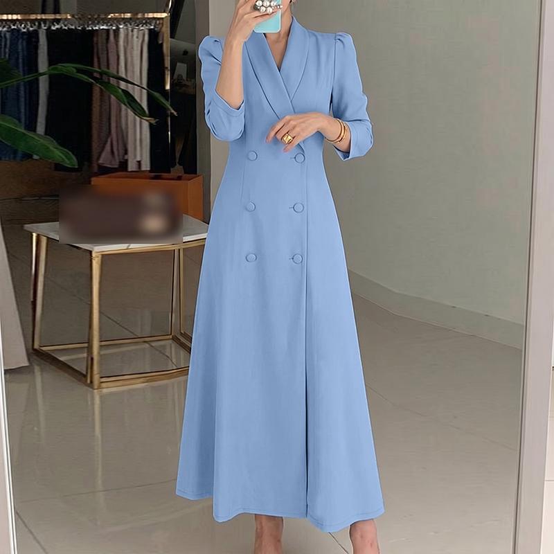 ZANZEA Women Elegant V-Neck Casual Long Sleeve Dress