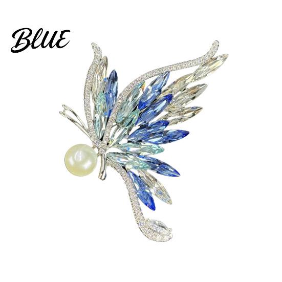 Sparkling Butterfly Brooch Faux Crystal Imitation Pearl Inlay Alloy Shape