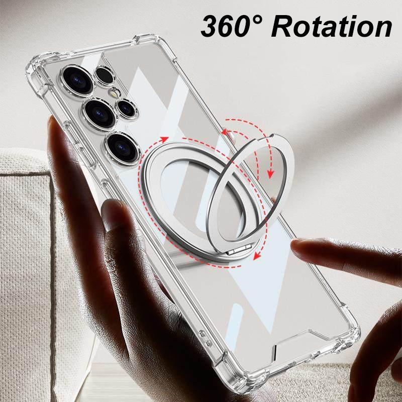 Clear 360° Kickstand Holder Case For Samsung Galaxy S26 S25 S24 S23 S22 Ultra Plus FE A16 A36 A56 A17 A37 A57 Hard Acrylic Cover