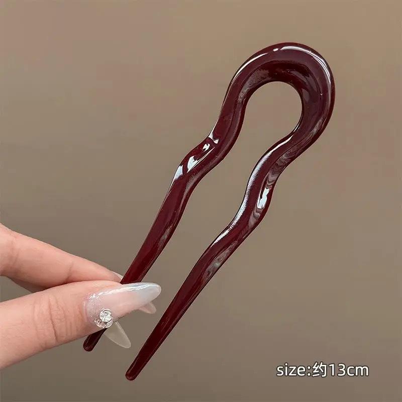 Neue U-förmige Haargabel Damenmode Schildpatt Acetat Haarnadel Geometrisches Design Kopfschmuck Haarstäbe Mädchen Haarschmuck