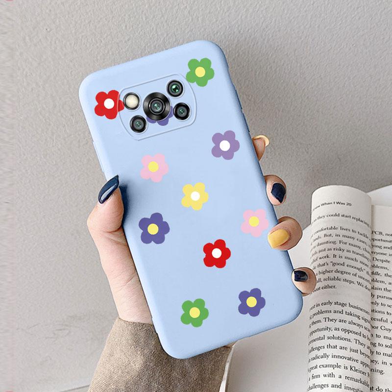 Case For Poco X3 Pro Pocox3 X 3 NFC Cute Heart Flower Back Cover Soft Silicone Matte Protective Funda For Xiaomi Poco X3 Pro Bag