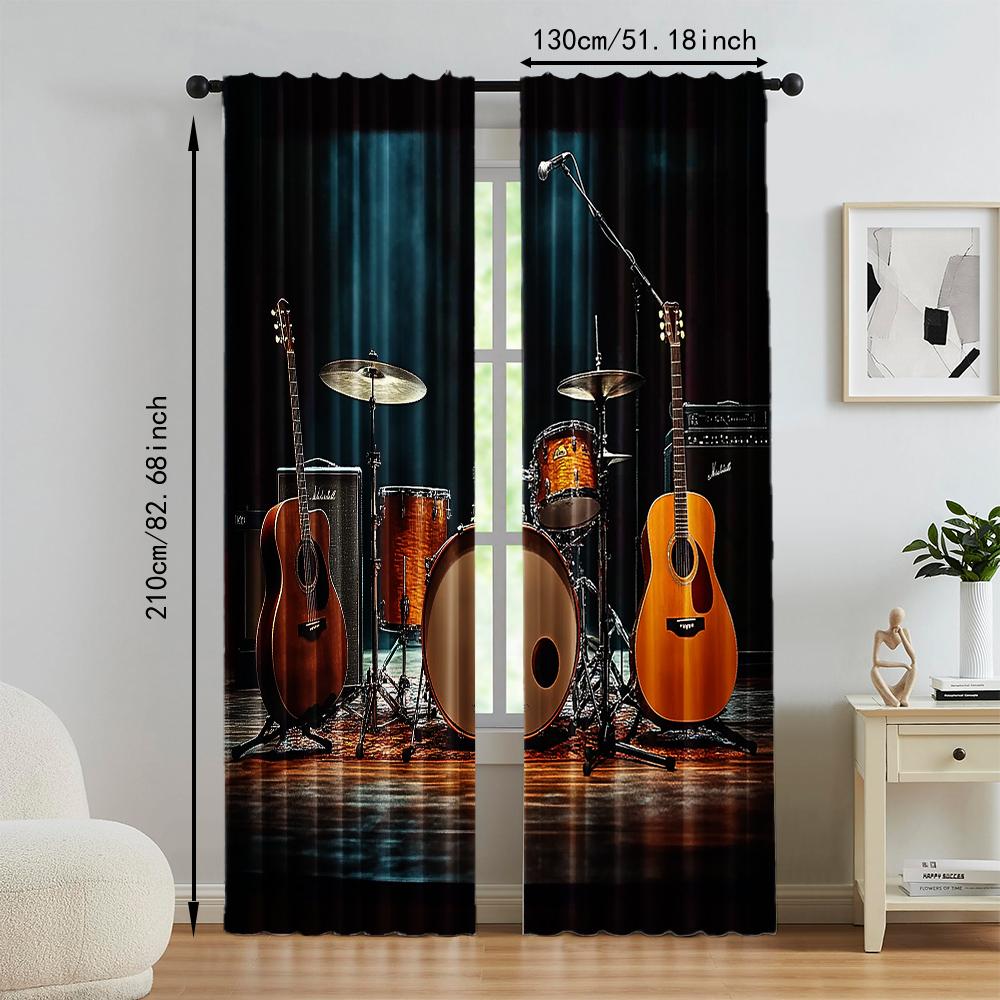 2 Pcs, Versatile Polyester Transparent Curtains for Home Decoration Rock for Use In Bedrooms and Living Rooms