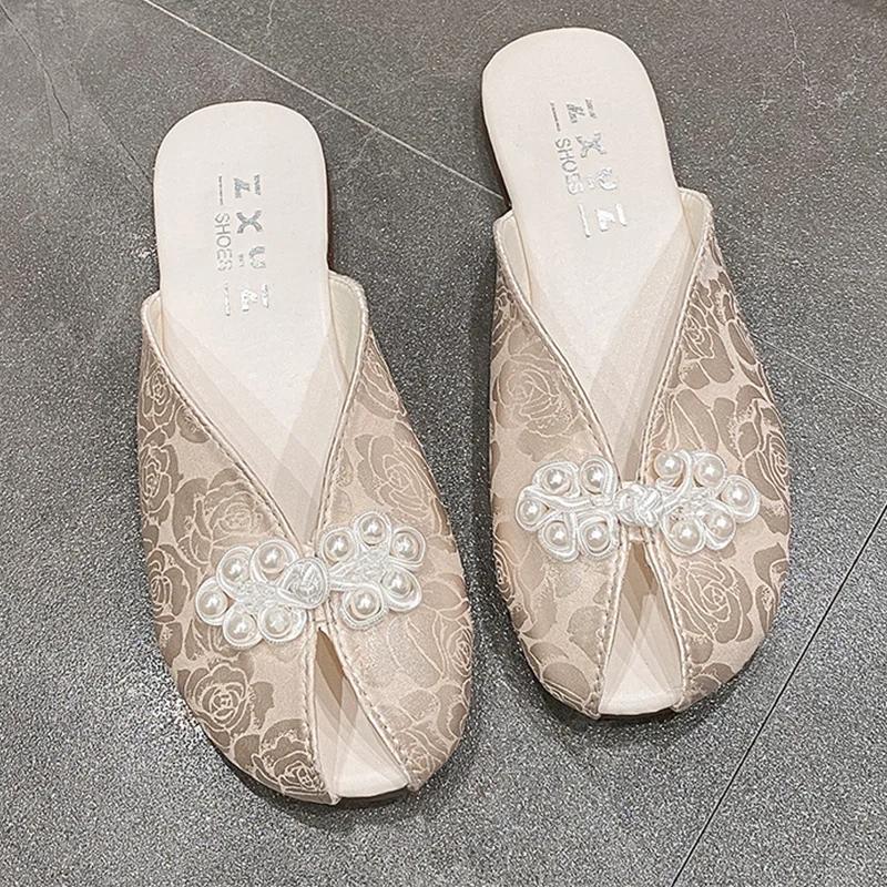 

Балетки Женские тапочки Модные туфли-слингбэки Весеннее платье Повседневные женские сандалии 2025 Новый тренд Дизайнерские Ретро Женские Zapatillas 35 бежевый