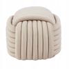 Beige Velvet Interwoven Pouffe, Square, 50x50 Cm, Seat, Footrest