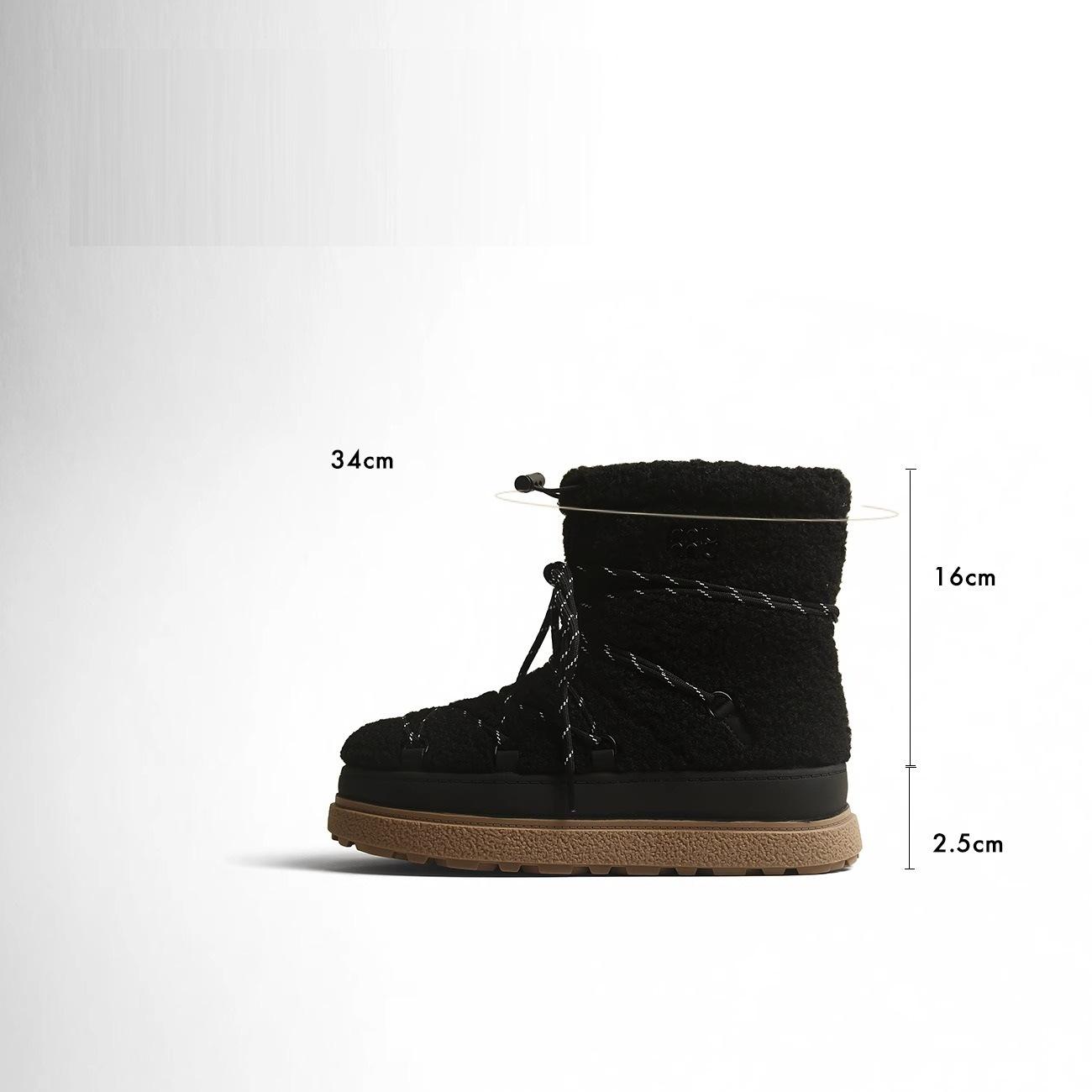 

Теплые женские зимние ботинки 2025 новая нишевая модель высокого класса с увеличением внутренней высоты луноходы уродливые милые ботинки лыжные высокие ботинки 40 чёрный