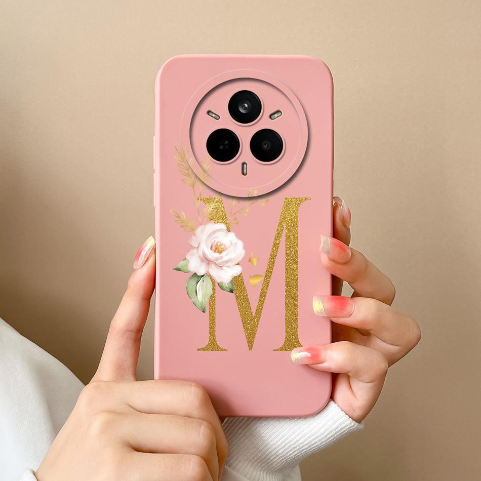 For Realme 14 Pro Plus Case Simple Letters Cover Soft Premium Liquid Silicone Funda Anti Drop Full Protection Phone Back Housing