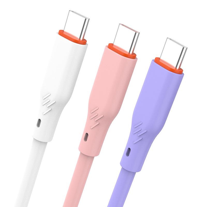 100W Dual-Ended Type-C Fast Charging Liquid Silicone Data Cable 1m