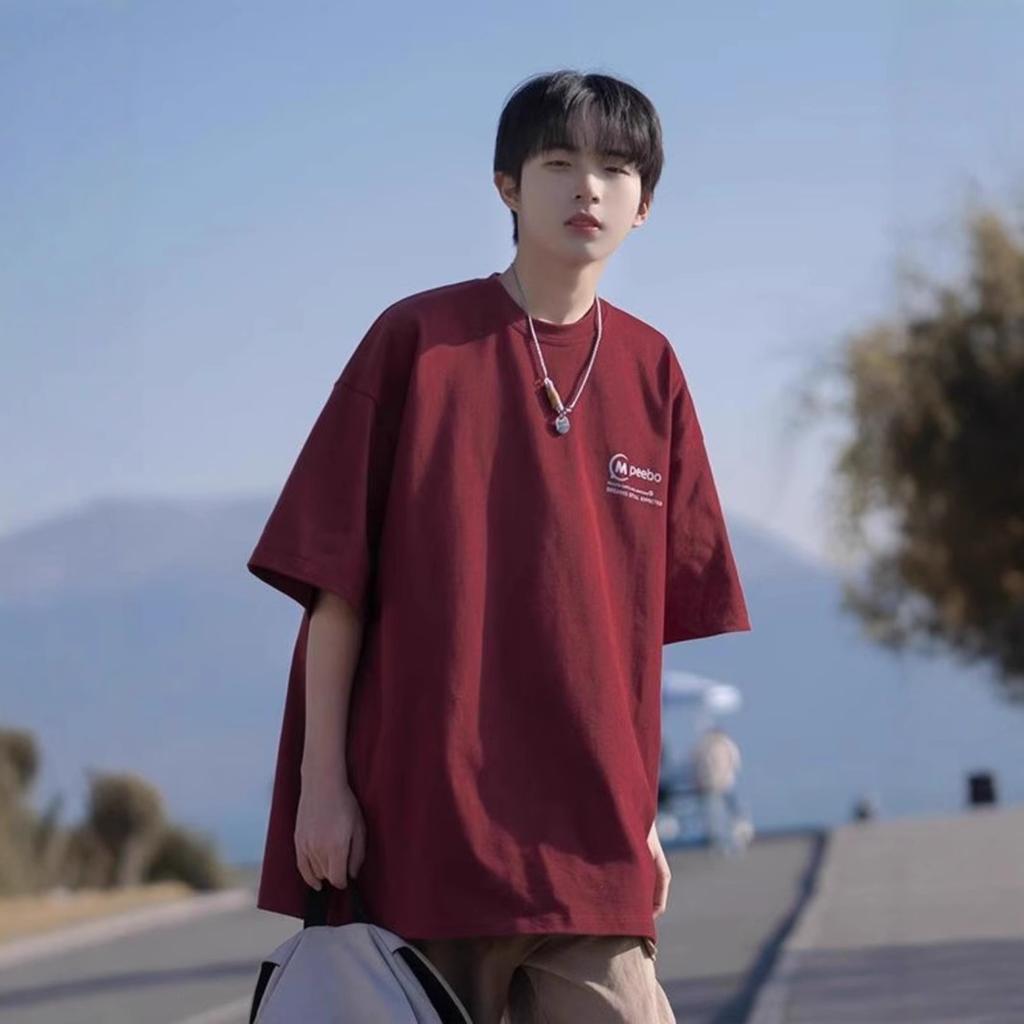 Teenager Summer Casual Loose Letter Printed Oversize Short Sleeve O Neck Men Pullover Cotton T Shirt Top