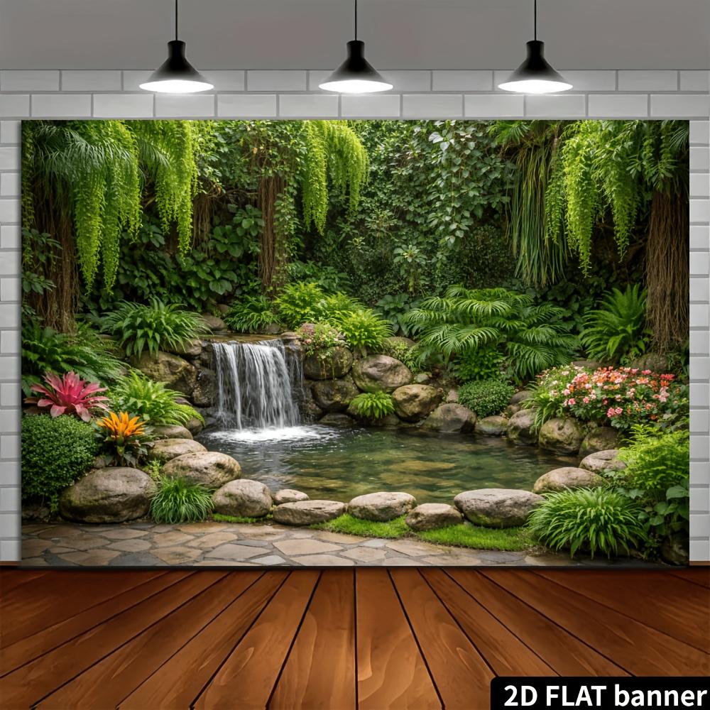 1Pcs Tropical Courtyard Waterfall Decoration Background Backdrop For Photo Studio Photo Booth Party