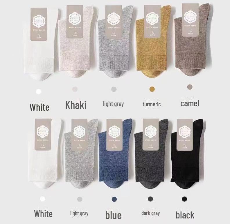 Men's Black Mid-Tube Fashion Socks - Autumn, Sweat-Absorbent, Deodorant, for All Seasons and Business Wear.