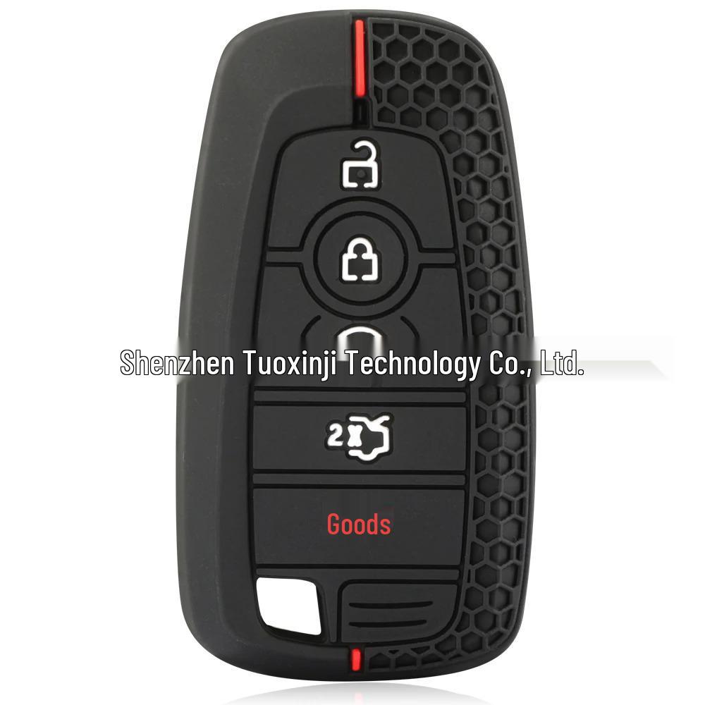 Ford Raptor F150 5-Button Silicone Key Cover with Honeycomb Texture for Mondeo/Edge чёрный