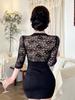 Lace Patchwork Slimming Bodycon Dress - Nightclub Ready