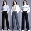 Pantaloni casual căptușiți din catifea pentru femei de toamnă și iarnă cu talie înaltă Pantaloni largi îngroșați