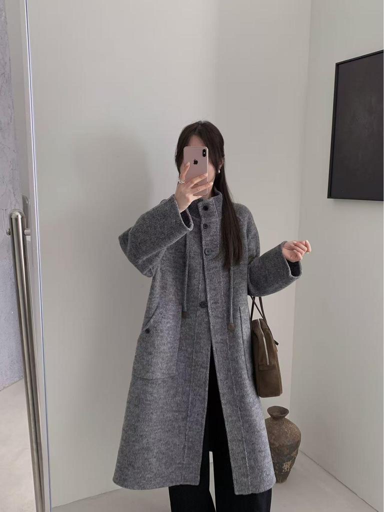 Luxuriöser doppelseitiger Wollmantel für Damen - Extra-lang, lässig, altersreduzierend, Herbstkollektion 2025