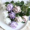 Tenvity 5pcs Long Branch Rose Artificial Flowers For Wedding Home Vase Decor Christmas DIY Wreath Accessories Silk Fake Flowers