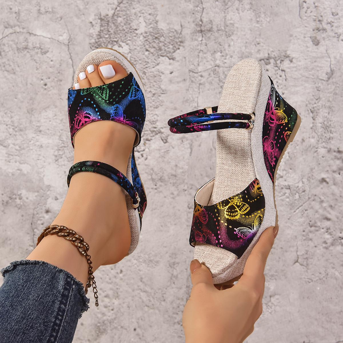 

Женские босоножки на танкетке Новые летние повседневные туфли на платформе Женские босоножки на высоком каблуке с открытым носком Женские сандалии Sandalias De Mujer 36