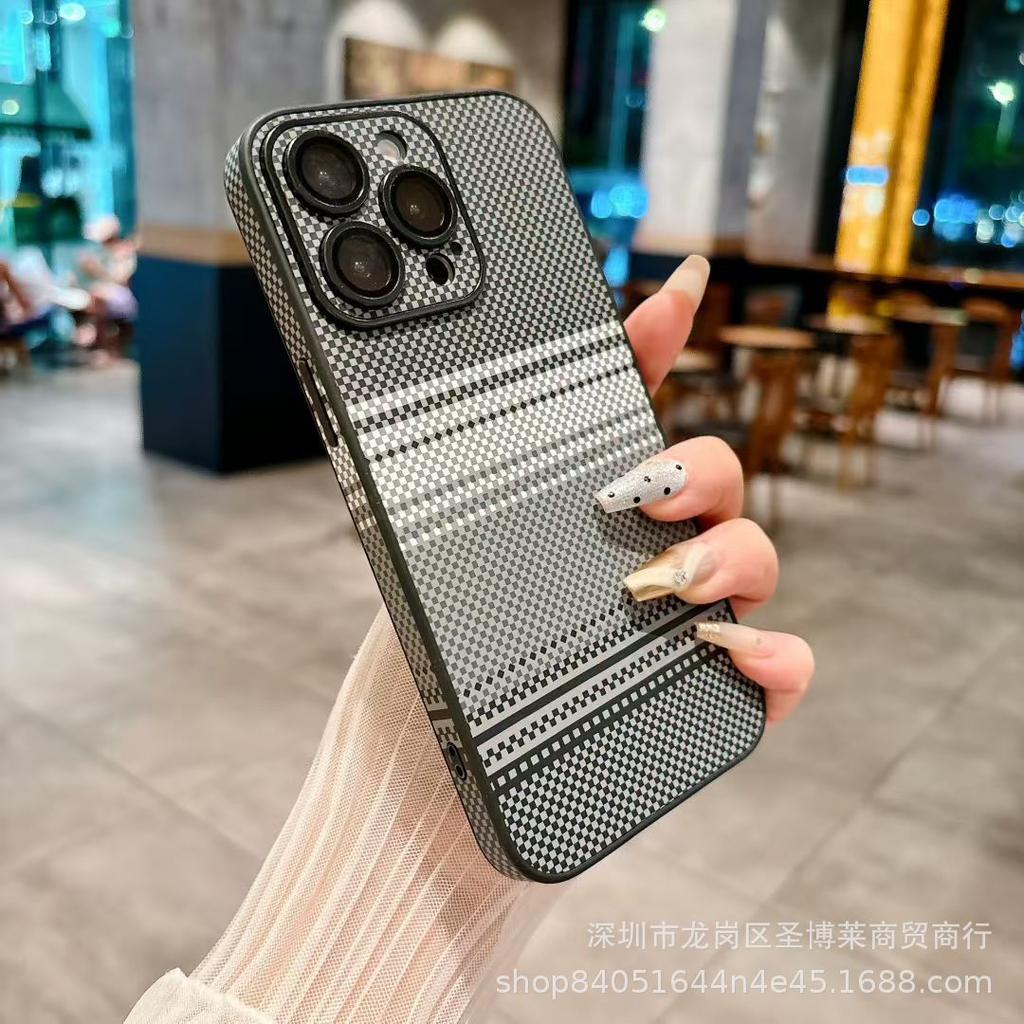 Applicable To iPhone17 Mobile Phone Case Texture Carbon Fiber Pattern with Its Own Lens Film iPhone16 Anti-drop Hard Protective Case