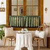 1Pc Green Short Sheer Curtain for Living Room and Bedroom Decoration, Personalized Home Decorative Rod-Pole Sheer Curtain