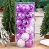24Pcs Artistic Painted Christmas Baubles Bright Christmas Sphere Hanging Ornament for Festival Home Embellishment