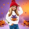 Kids' casual long-sleeved sweatshirt with Halloween print, suitable for holiday parties and everyday wear.