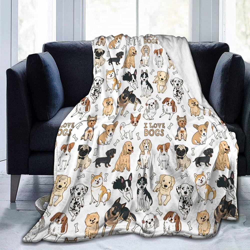 Cute Chihuahua Dog Flannel Blanket Bedspread for Bedroom Bedding Decor Multiple Sizes Fluffy Plush Soft Sofa Bed Throw Blanket 130x150cm