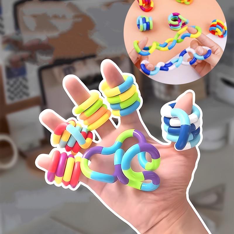 2 Stück Regenbogen Kreis Tangle Seil Verdrehen Fidget Spielzeug - Sensorisch Autismus Therapie Anti Stress Kinder Fidget Spielzeug Jouet Antiestres Niños