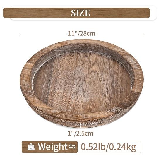 Decorative Candle Plate Small Farmhouse Table Centerpiece Rustic Wood Tealight Pillar Trays for Christmas Wedding Halloween Home Decor