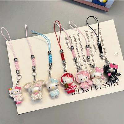 Sanrio Kawaii Hello Kitty Phone Case Pendant Lanyard Samsung Huawei Xiaomi Girl Bag Car Key Hanging Rope U for iPhone Disk Kid Friendly Entertaining