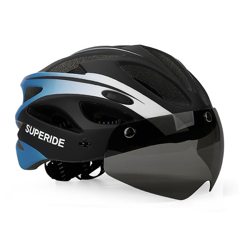 Casco de Bicicleta de Carretera Recargable Superide para Hombres y Mujeres Casco de Ciclismo con Visera y Luz Trasera Casco Deportivo para Bicicleta de Montaña MTB con Gafas