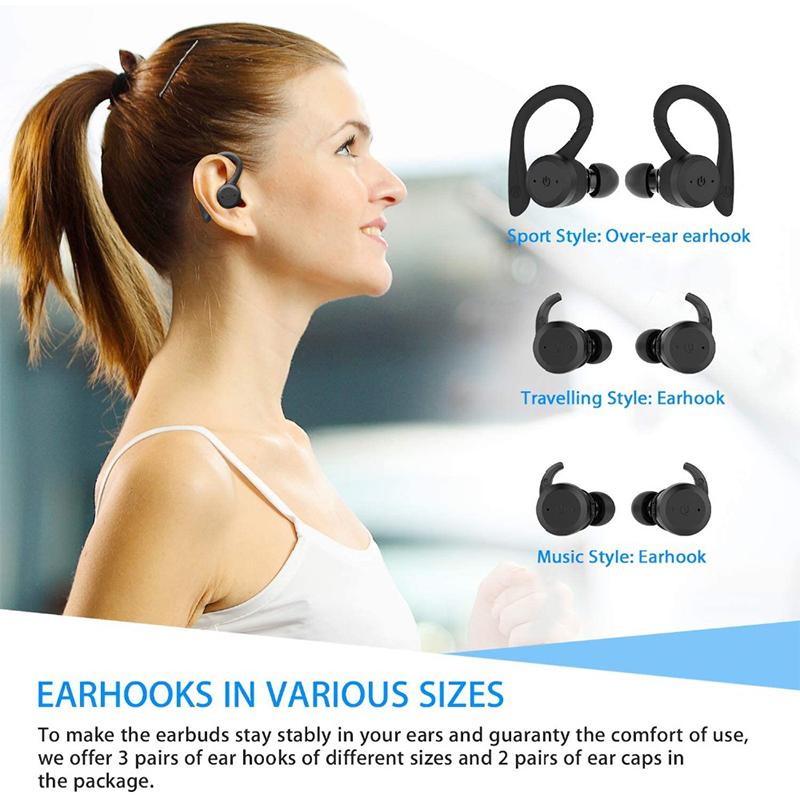20 Ore di Autonomia Impermeabile per il Nuoto Auricolare Bluetooth Stile Doppio Indosso Sportivo Cuffia Wireless TWS Auricolari Ipx7 Stereo