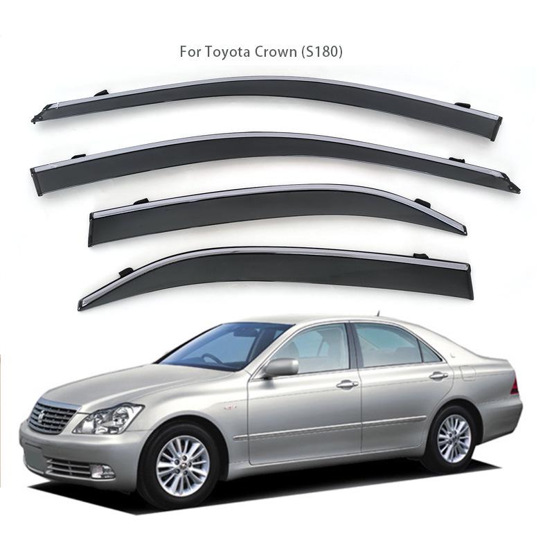 

Toyota Crown 2005-2009 Rain & Sun Visors: Weatherproof Window Eyebrows for 12th Generation Acrylic with Chrome Strip