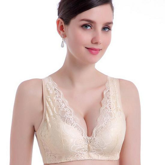 Plus Size Wireless Lace Push-Up Bra Vest with Adjustable Side Gathering