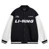 Li Ning Sports Lifestyle Series American Vintage Street Style Spliced Single-Breasted Long Sleeve Baseball Jacket Unisex Jacket Black AWDU779-2