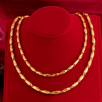 Simulation 24k Gold Chain Sand Gold Olive Bead Necklace Men's Bold 999 Frosted Necklace
