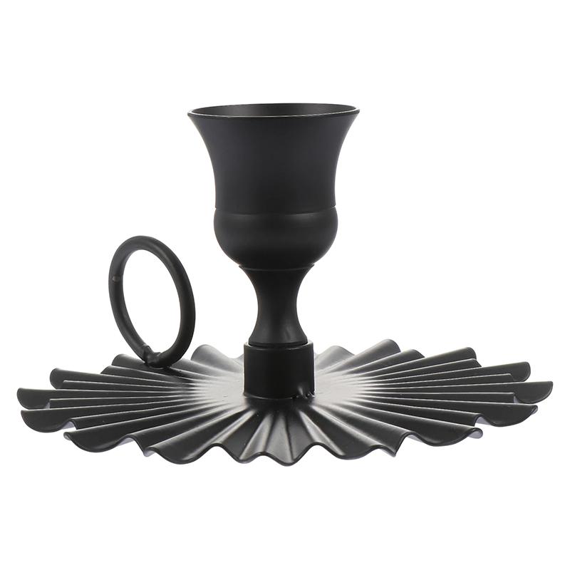 Retro Metal Candlestick European Style Wrought Iron Taper Candle Holder Stand With Handle For Desktop Decor