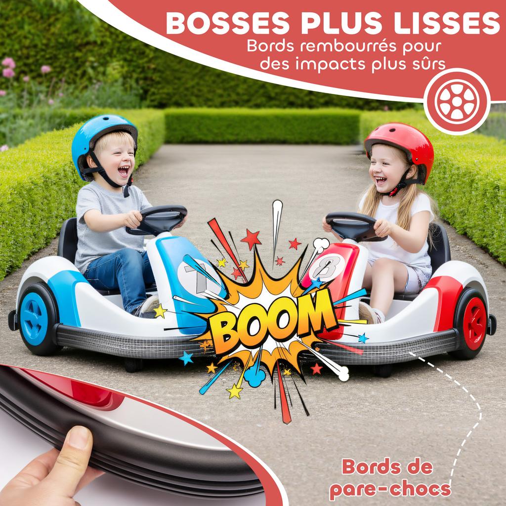 Kinder-Stoßauto 6V, 360° Drehung, elektrisches Kinder-Stoßauto mit Doppelmotor, Musik und Hupe
