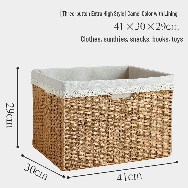 Japanese Style Large Rattan Storage Basket for Clothes, Toys, and Snacks