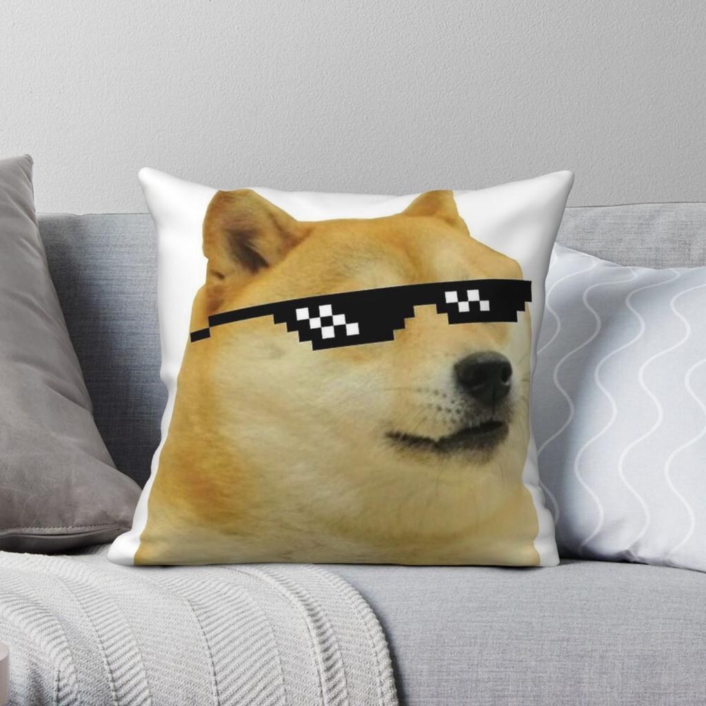 Doge With Cool Sunglasses Square Pillowcase Polyester Linen Velvet Pattern Decor Throw Pillow Case Home Cushion Cover Wholesale