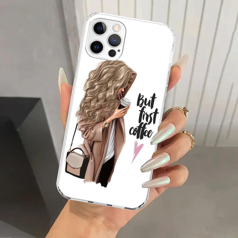 Girl Boss Female Coffee Phone Case for Iphone 17 Air 16 15 Plus 14 13 Mini 12 11 Pro Max 16E 7 8 SE 2020 Soft Funda Print Shell